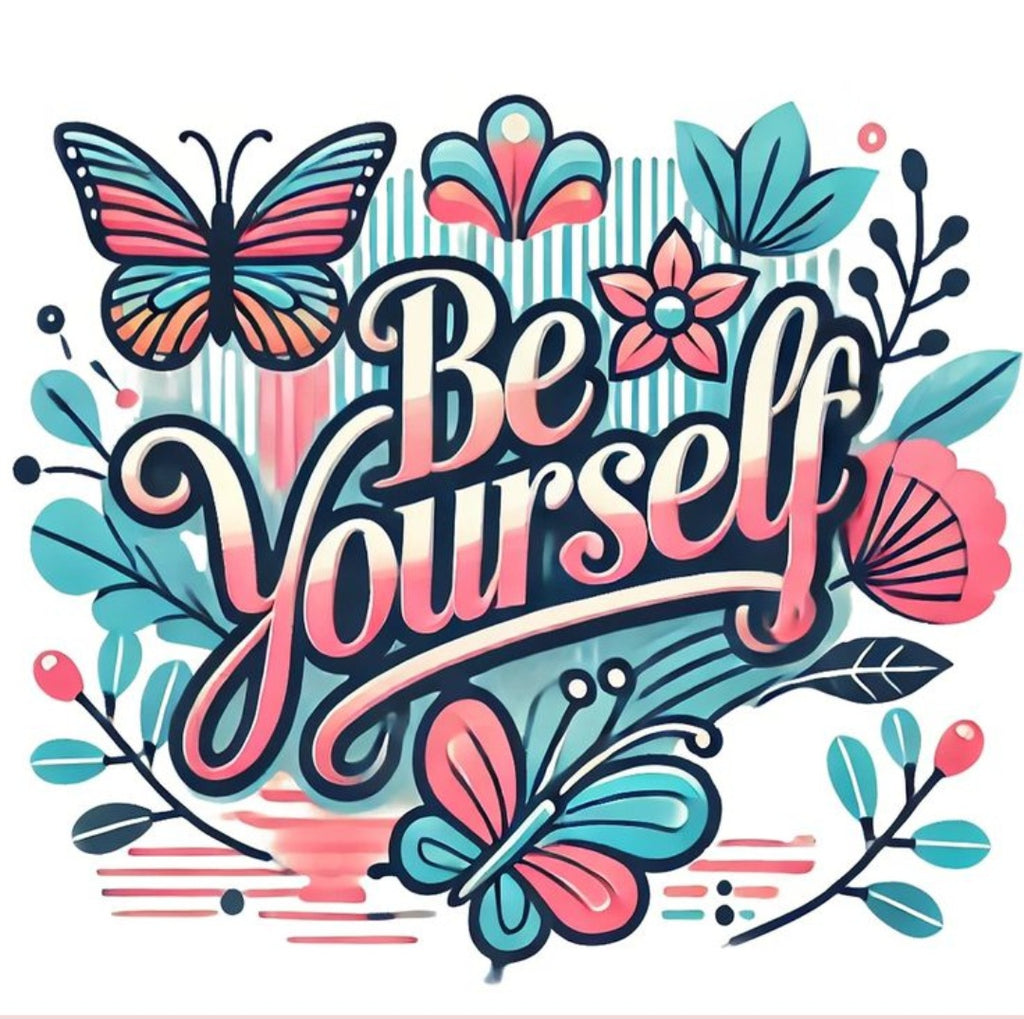 Be Yourself Butterfly Graphic Tee – Retro Floral Inspirational Quote T-Shirt