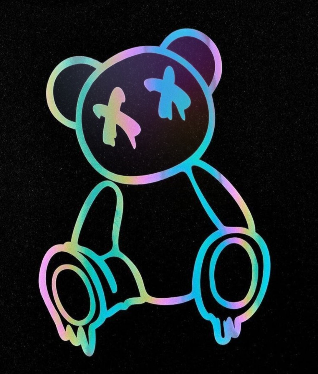 Holographic Teddy Bear Graphic Tee - Edgy Aesthetic Streetwear T-Shirt