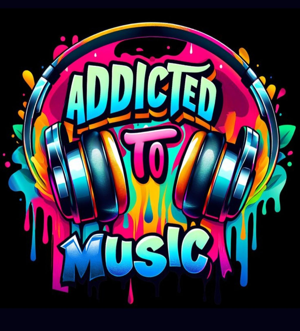 Addicted to Music Graphic Tee - Vibrant Graffiti Streetwear T-Shirt