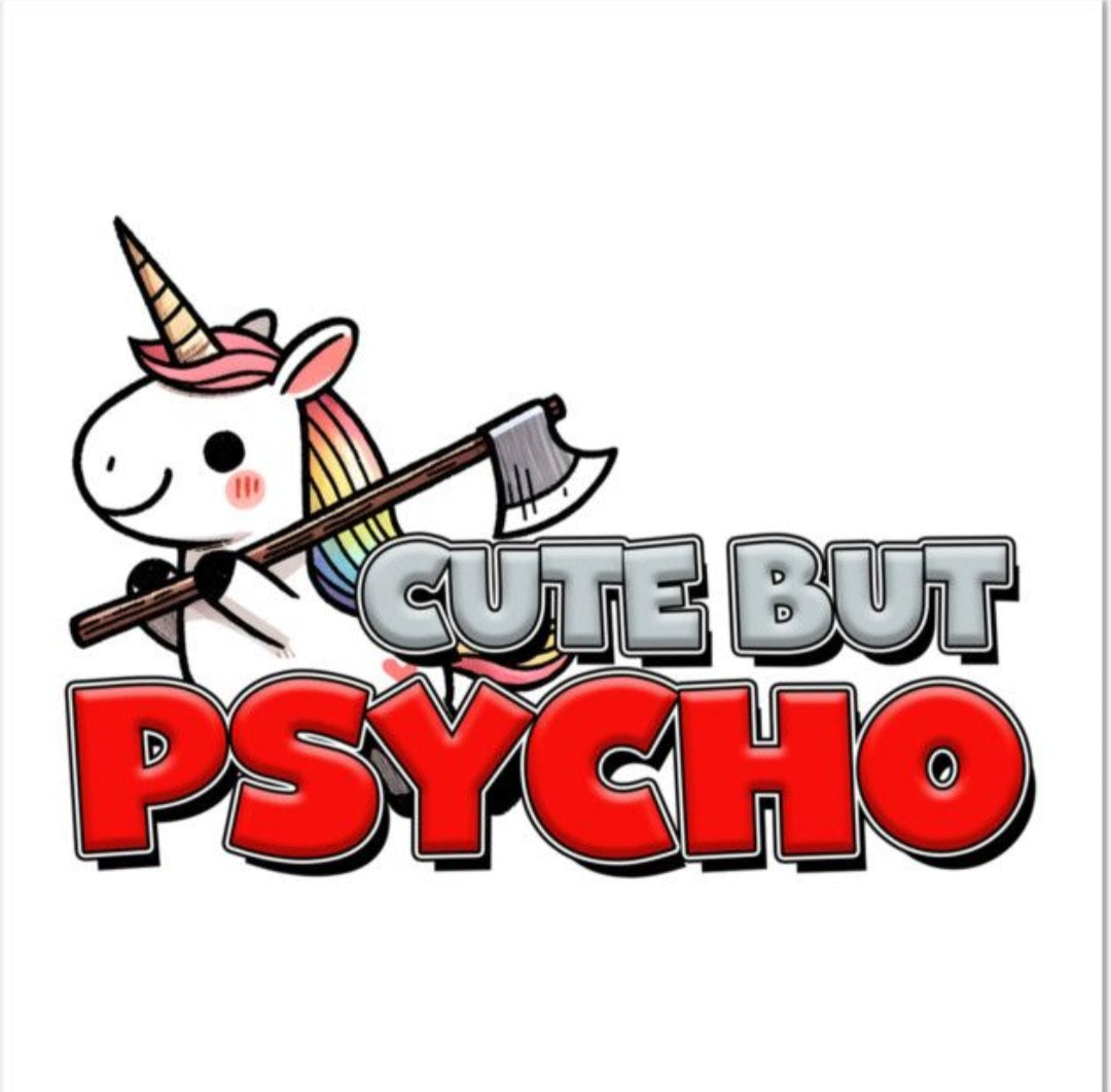 "Cute But Psycho" Unicorn Graphic Tee – Funny Kawaii Slasher T-Shirt