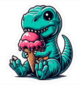 Cute T-Rex Dinosaur Eating Ice Cream T-Shirt - Kawaii Dino Graphic Tee