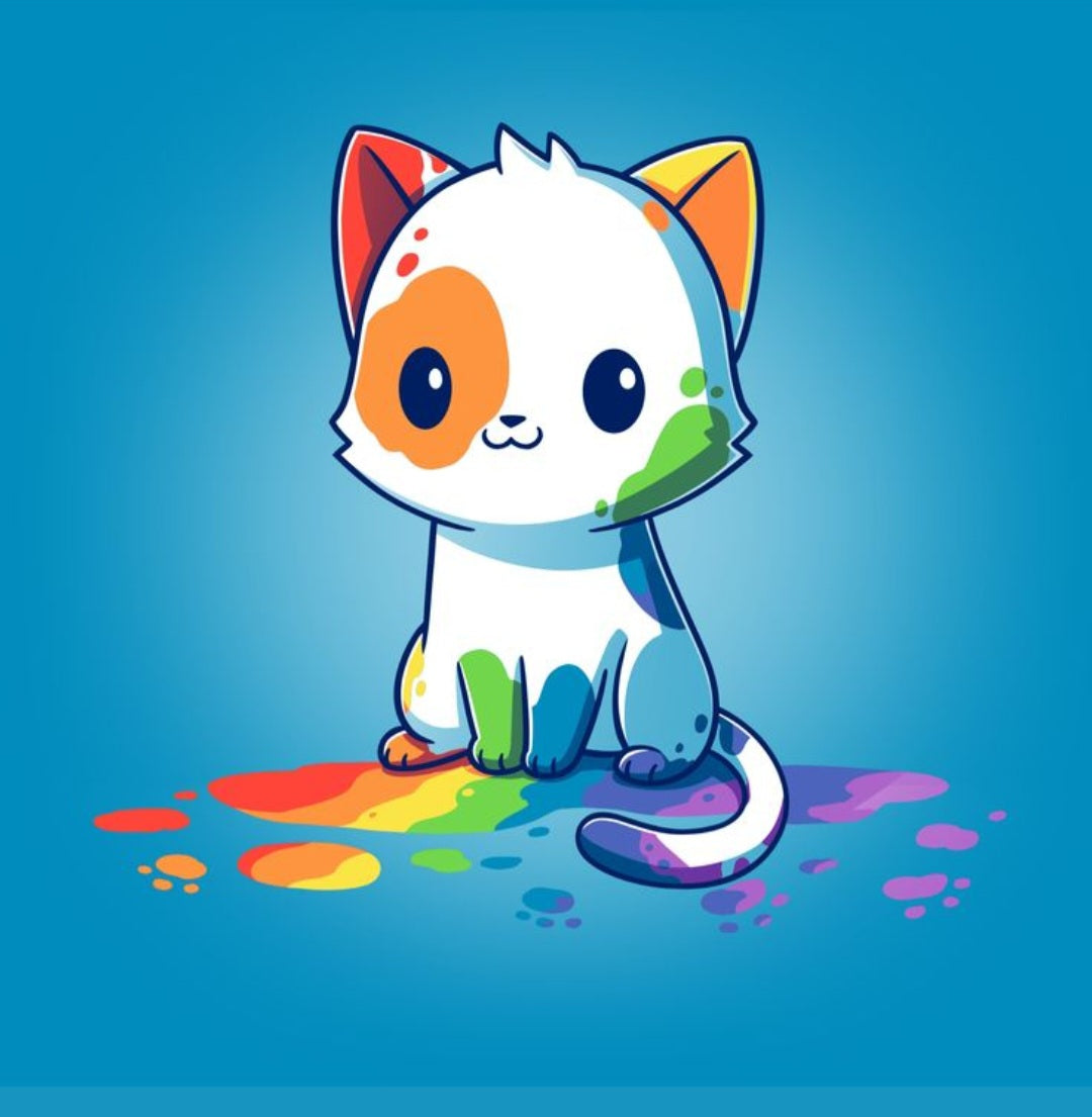 Colorful Paint Splatter Kitten T-Shirt – Cute Rainbow Cat Graphic Tee