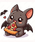 Kawaii Pizza Bat Graphic T-Shirt - Cute Spooky Aesthetic Halloween Tee