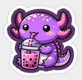 Cute Axolotl Drinking Boba Tea T-Shirt - Kawaii Anime Graphic Tee