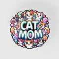 Kawaii Cat Mom Graphic T-Shirt - Cute Kitten Lover Gift Tee