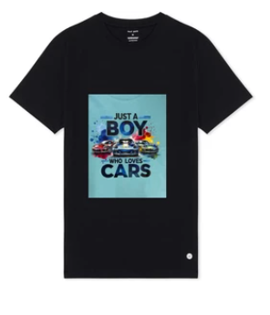 "Just a Boy Who Loves Cars" Racing Graphic Tee | Kids' Sports Car T-Shirt