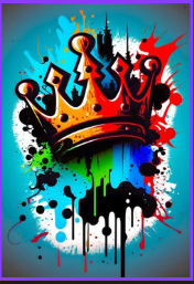 Graffiti Crown Graphic T-Shirt - Urban Streetwear King Tee - Colorful Splatter Art