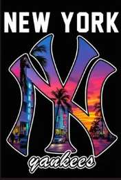 New York Yankees Graphic T-Shirt - Retro Summer Sunset Baseball Tee