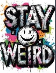Stay Weird Graffiti T-Shirt - Aesthetic Smiley Face Tee - Urban Streetwear Graphic