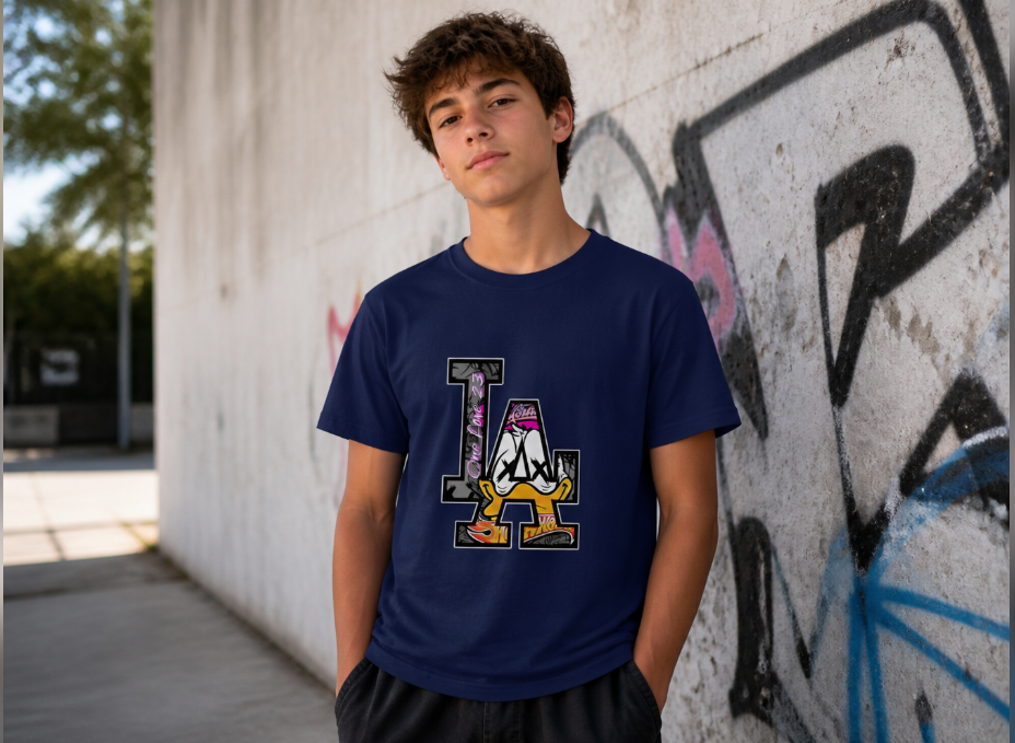LA Dodgers Inspired Graphic T-Shirt - Los Angeles Baseball Fan Tee - Urban Duck Streetwear