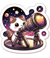 Cute Cat Telescope Space Graphic T-Shirt - Kawaii Astronomy Tee