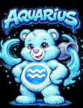 Aquarius Zodiac Cute Blue Bear Graphic T-Shirt - Astrology Gift Tee