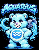 Aquarius Zodiac Cute Blue Bear Graphic T-Shirt - Astrology Gift Tee