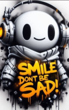Streetwear Graffiti Robot Tee - Smile Don't Be Sad