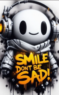 Streetwear Graffiti Robot Tee - Smile Don't Be Sad