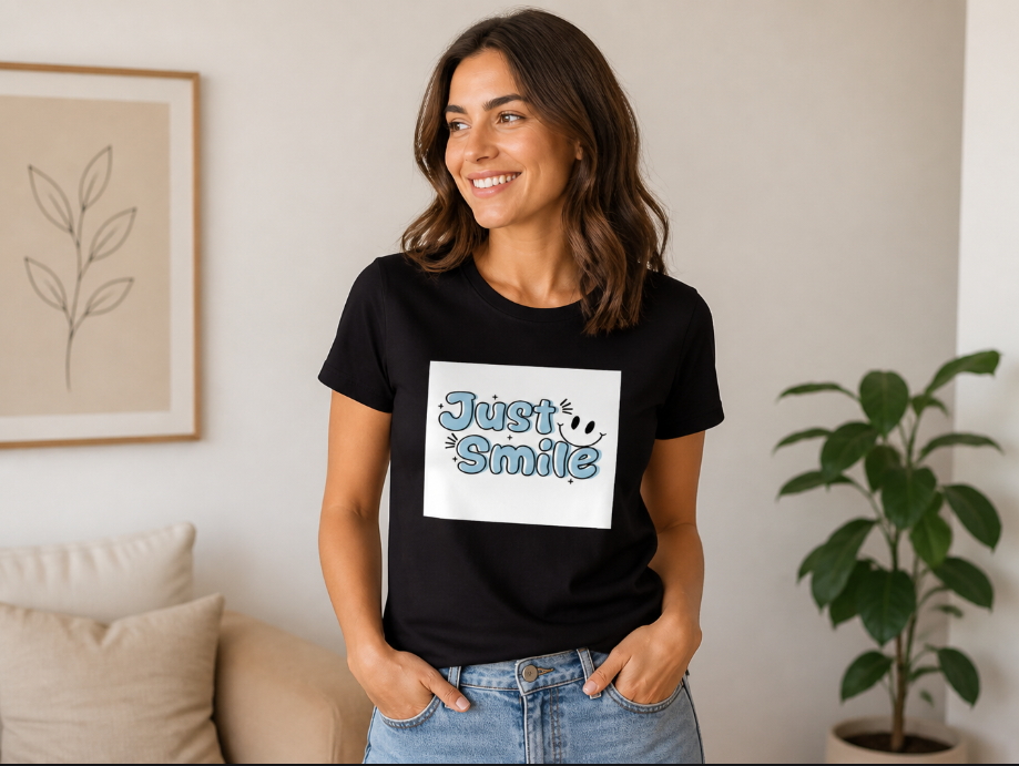 "Just Smile" Positive Graphic T-Shirt - Preppy Aesthetic Tee
