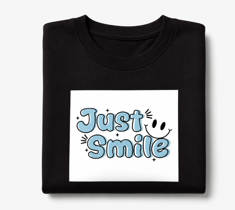 "Just Smile" Positive Graphic T-Shirt - Preppy Aesthetic Tee