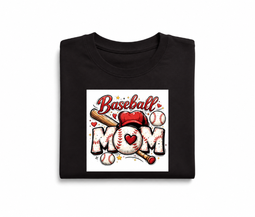 Baseball Mom Graphic T-Shirt - Cute Game Day Shirt for Women