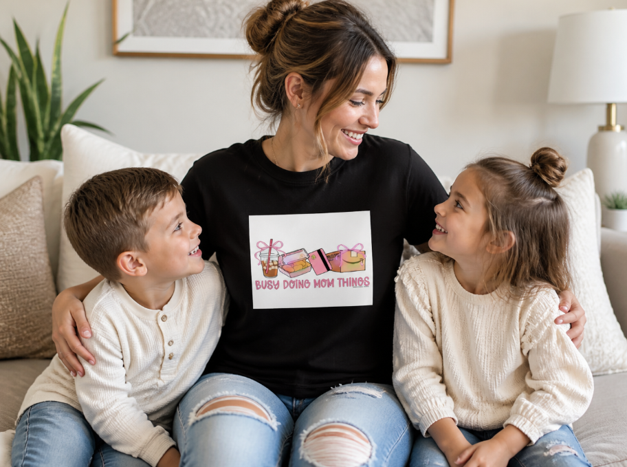 "Busy Doing Mom Things" Graphic T-Shirt - Funny Relatable Mama Tee