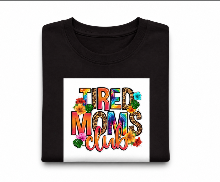 "Tired Moms Club" Graphic Tees - Fun Group Shirts for Moms