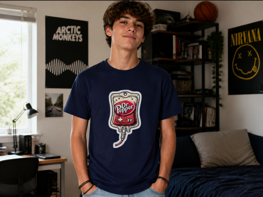 Dr Pepper IV Drip Graphic T-Shirt-Caffeine Addict Tee