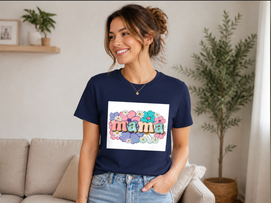 Retro Floral Mama T-Shirt - Cute Boho Mother’s Day Gift - Vintage Flower Graphic Tee