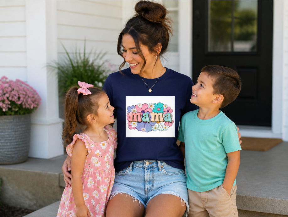 Retro Floral Mama T-Shirt - Cute Boho Mother’s Day Gift - Vintage Flower Graphic Tee