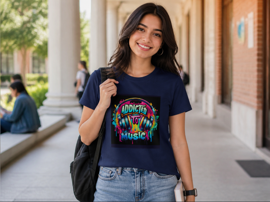 Addicted to Music Graphic Tee - Vibrant Graffiti Streetwear T-Shirt