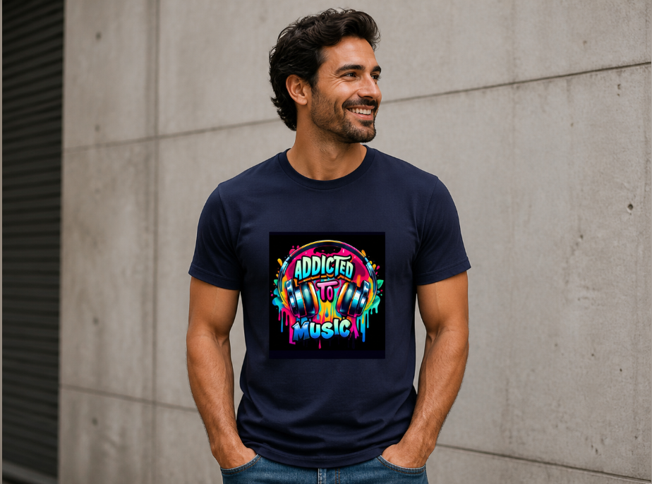 Addicted to Music Graphic Tee - Vibrant Graffiti Streetwear T-Shirt