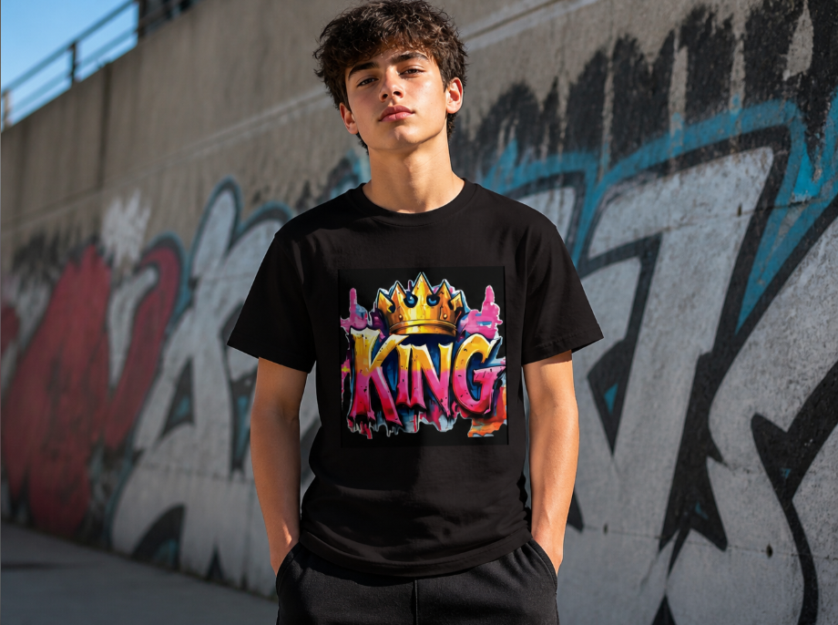 King Crown Graffiti Graphic Tee - Urban Streetwear Hip Hop T-Shirt