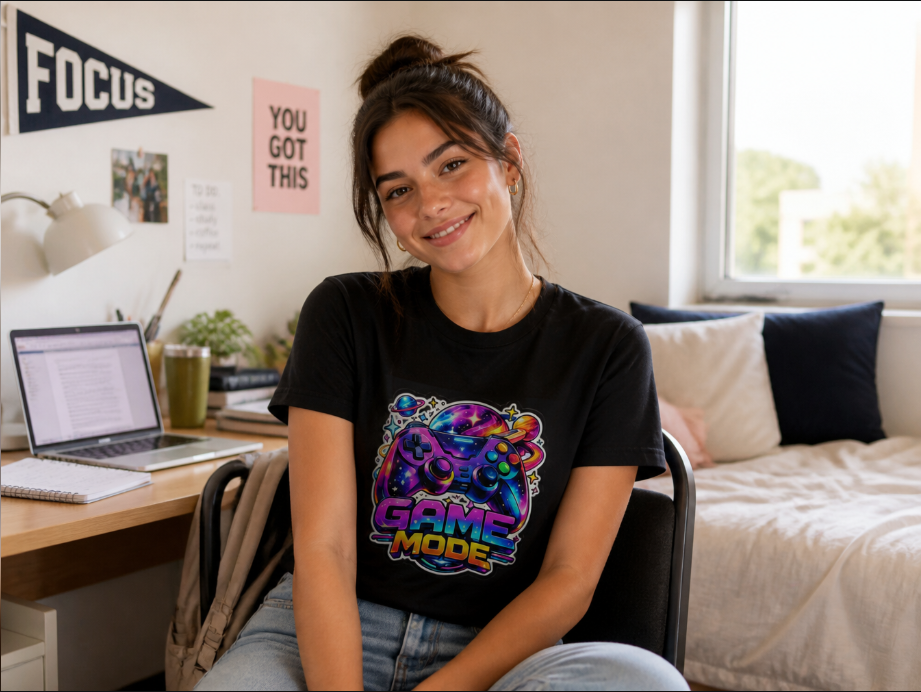 Game Mode Galaxy Graphic Tee - Vibrant Video Game Controller Gamer T-Shirt