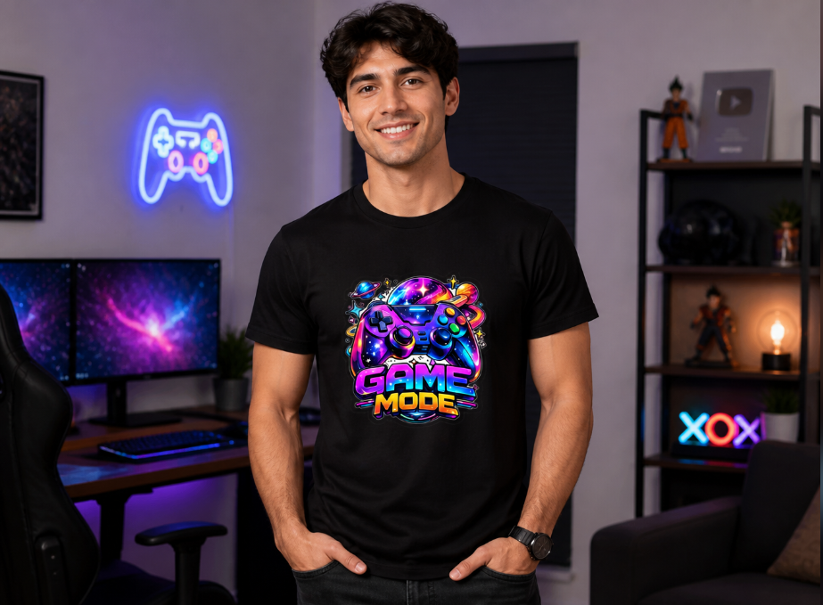 Game Mode Galaxy Graphic Tee - Vibrant Video Game Controller Gamer T-Shirt