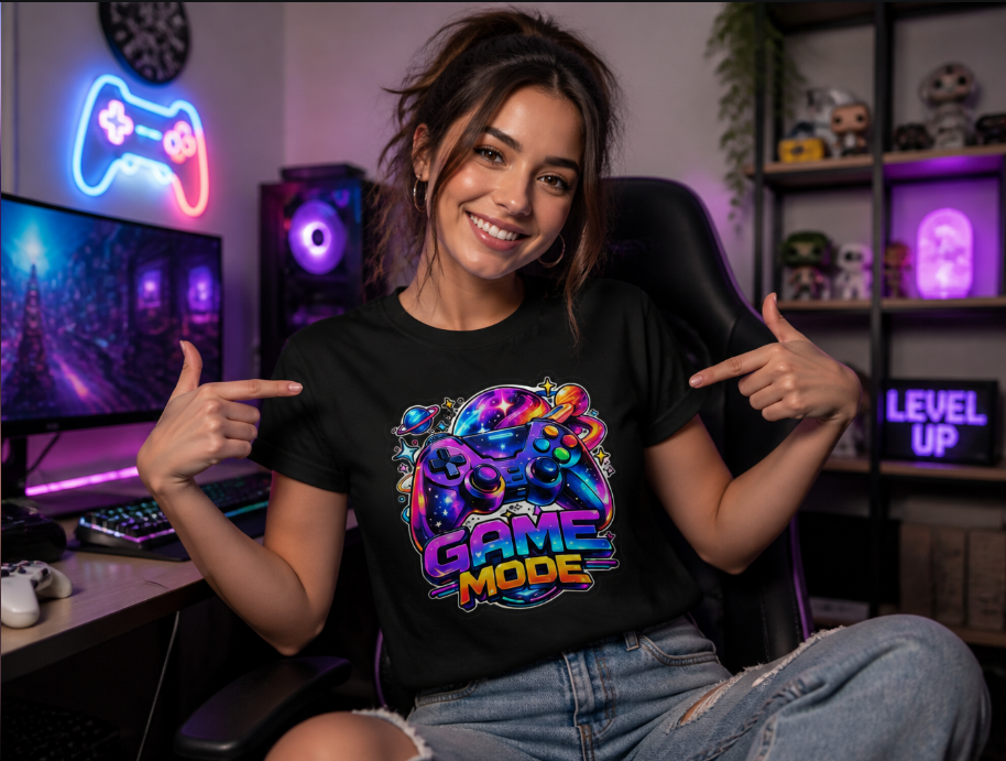 Game Mode Galaxy Graphic Tee - Vibrant Video Game Controller Gamer T-Shirt