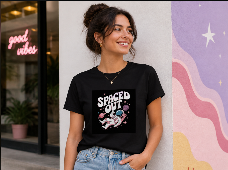 Spaced Out Astronaut Graphic Tee - Retro Y2K Aesthetic Space T-Shirt
