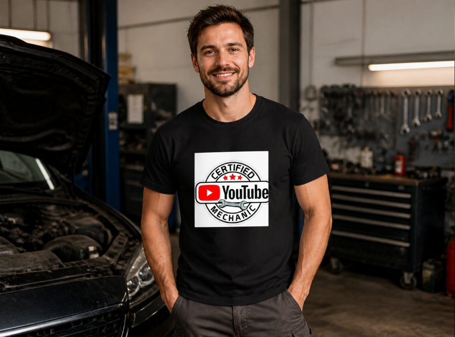 Certified YouTube Mechanic T-Shirt - Funny DIY Car Repair Graphic Tee