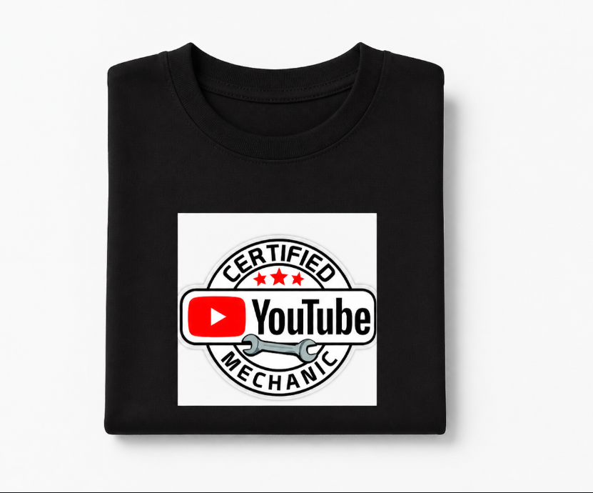 Certified YouTube Mechanic T-Shirt - Funny DIY Car Repair Graphic Tee