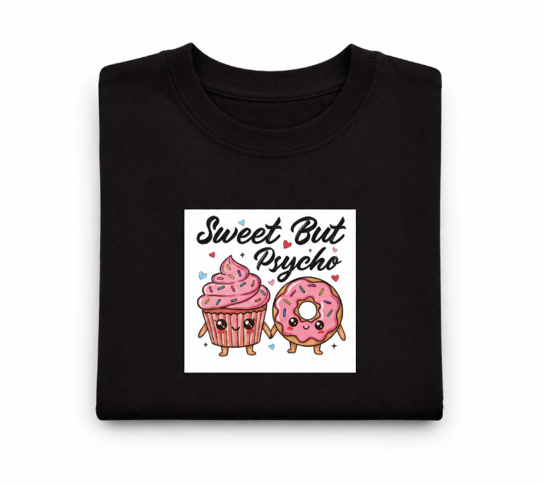 Sweet But Psycho T-Shirt - Kawaii Cupcake and Donut Graphic Tee