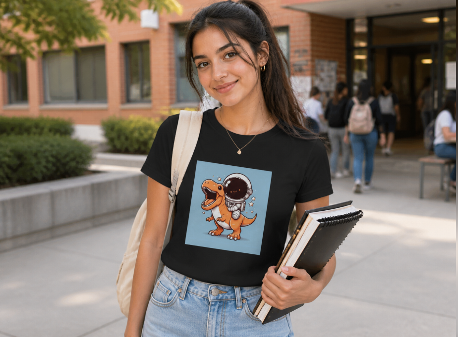 Astronaut Riding T-Rex T-Shirt - Cute Dinosaur Space Graphic Tee