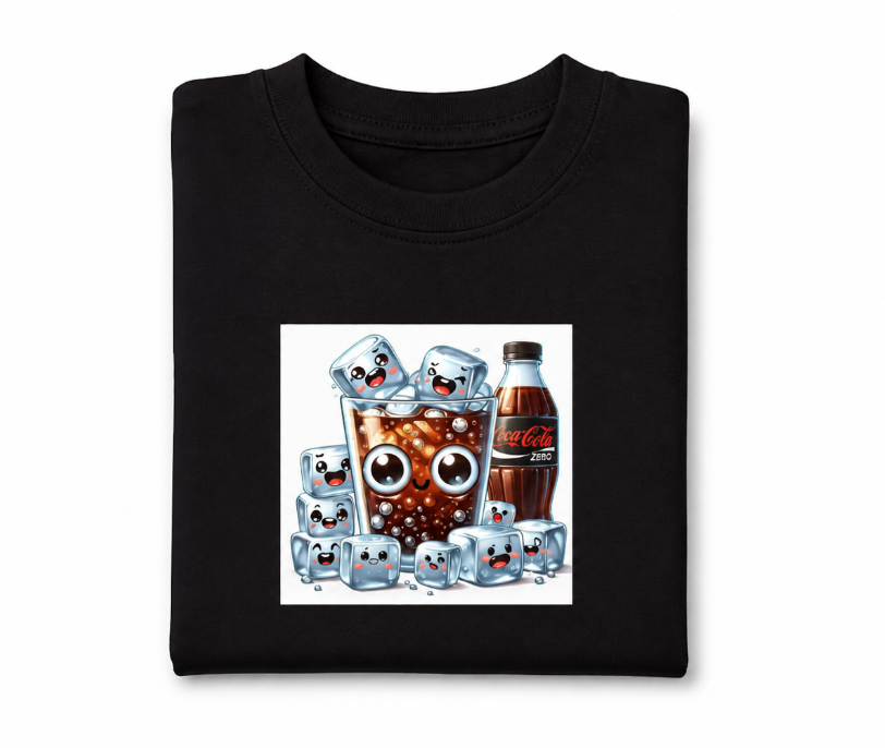 Kawaii Coke Zero T-Shirt - Cute Soda & Ice Cube Graphic Tee