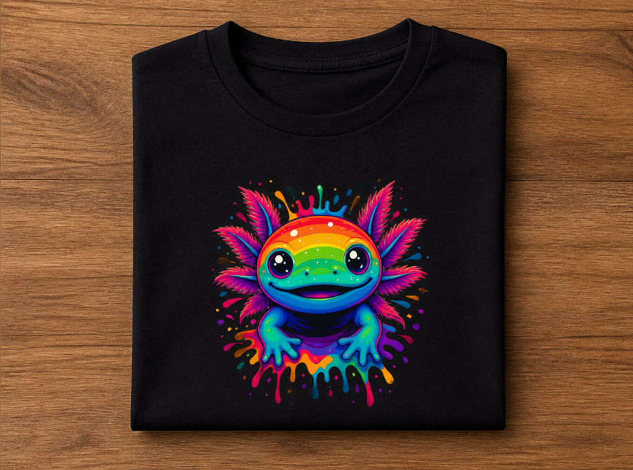 Rainbow Axolotl T-Shirt - Colorful Kawaii Axolotl Graphic Tee