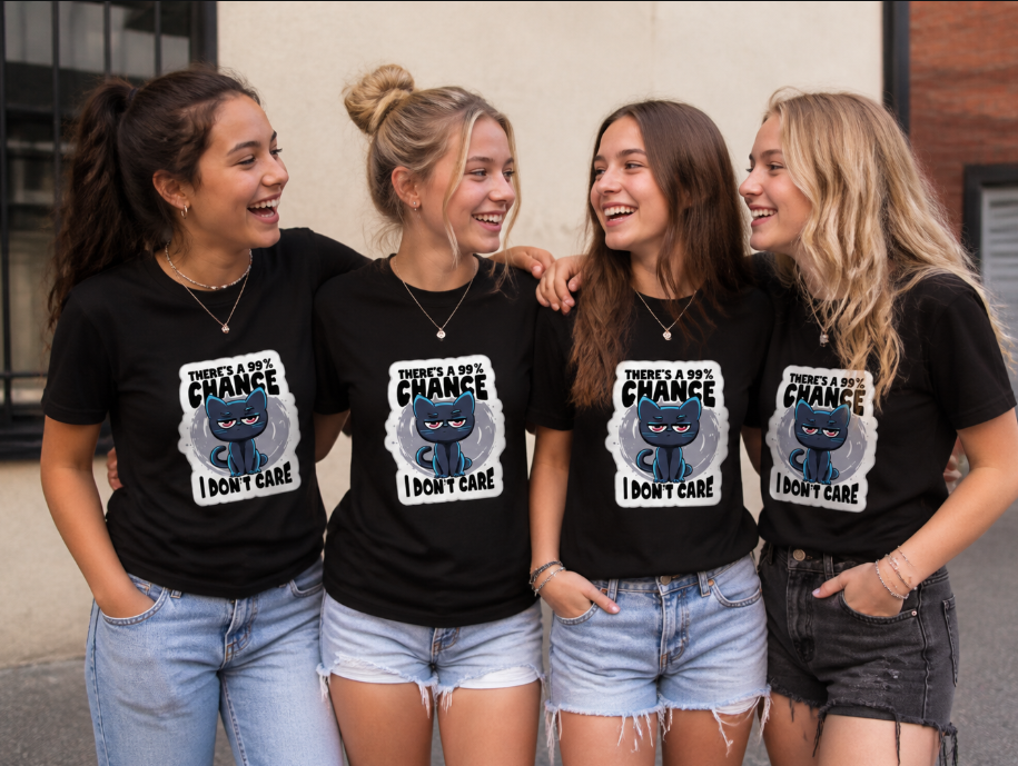 Grumpy Cat "99% Chance I Don't Care" Graphic Tee – Sarcastic Cat Lover Shirt