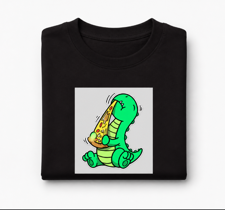 Cute Pizza Dinosaur Graphic Tee – Kawaii T-Rex Foodie T-Shirt