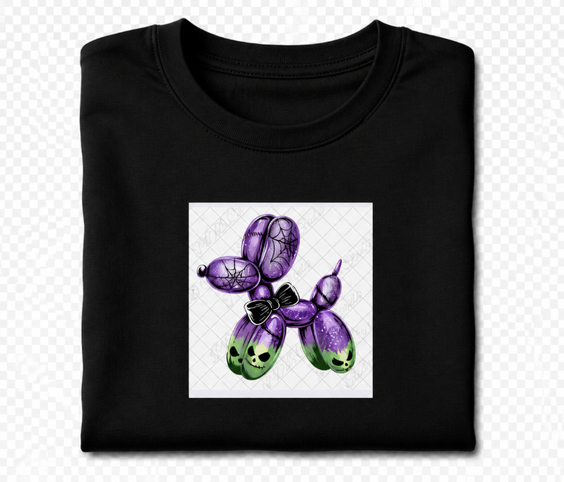 Spooky Balloon Dog Graphic Tee – Goth Aesthetic Halloween T-Shirt