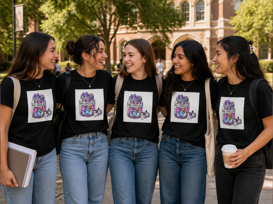 "Anti-Depressants" Cute Cat Jar Graphic Tee – Wholesome Kawaii Kitten T-Shirt