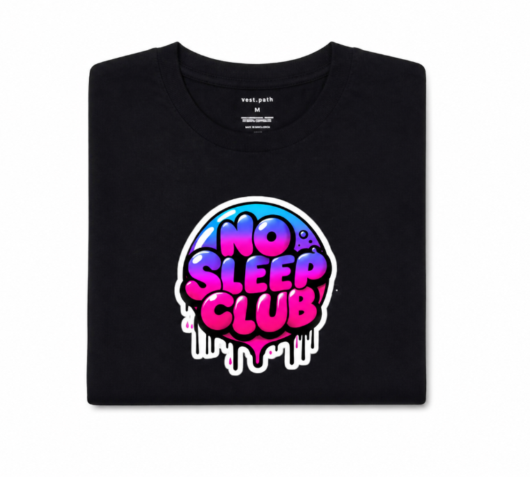 No Sleep Club Graffiti Graphic Tee – Vibrant Y2K Aesthetic Streetwear