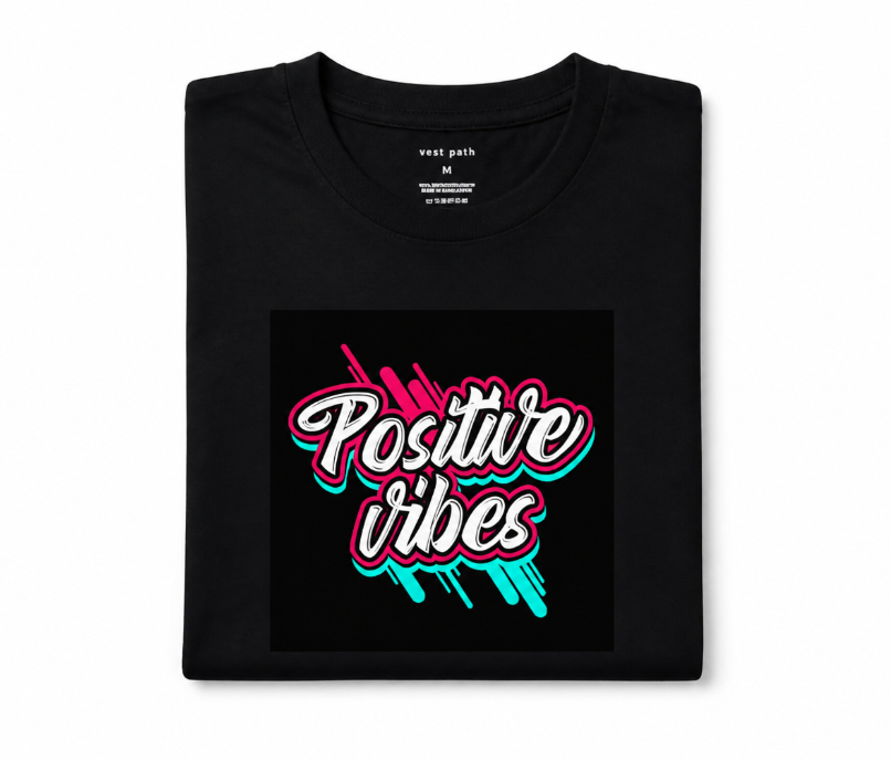 "Positive Vibes" Graffiti Script T-Shirt – Retro Neon Streetwear