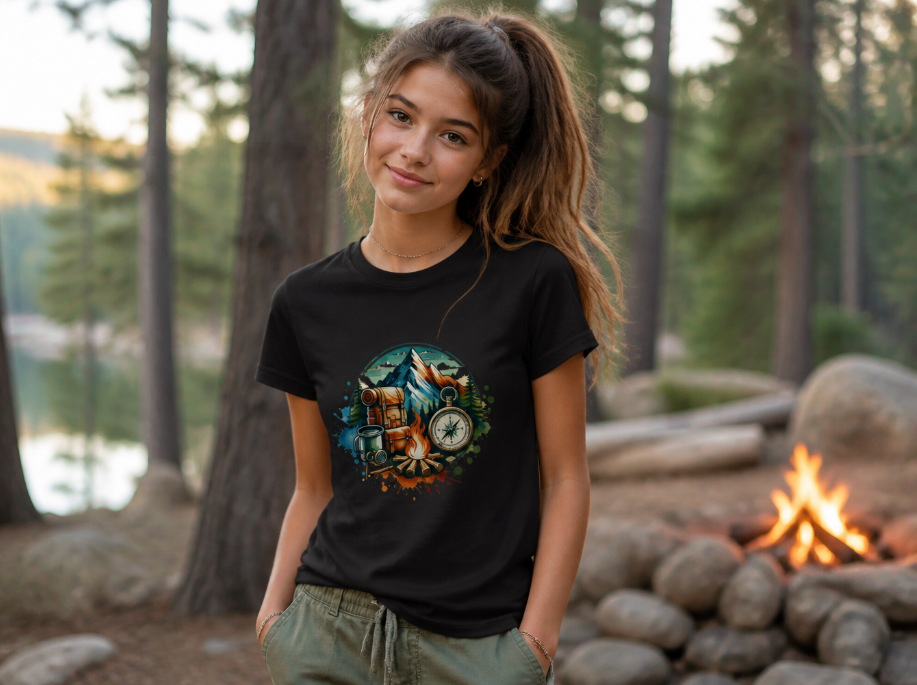Adventure Awaits Camping & Hiking Graphic T-Shirt - Mountain Nature Tee