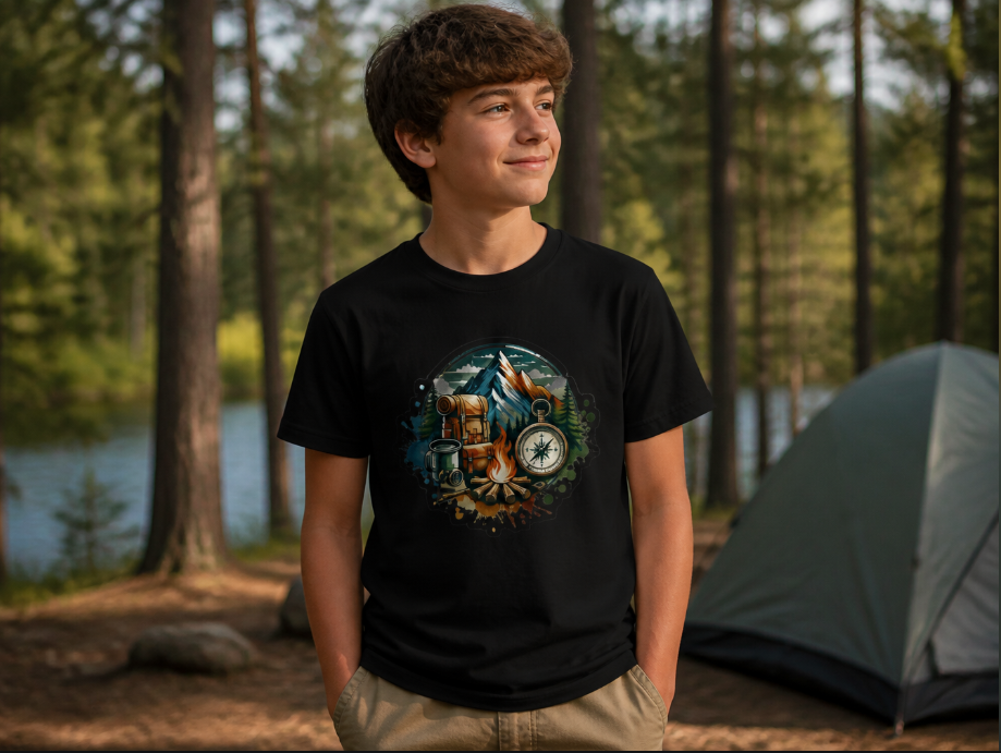 Adventure Awaits Camping & Hiking Graphic T-Shirt - Mountain Nature Tee