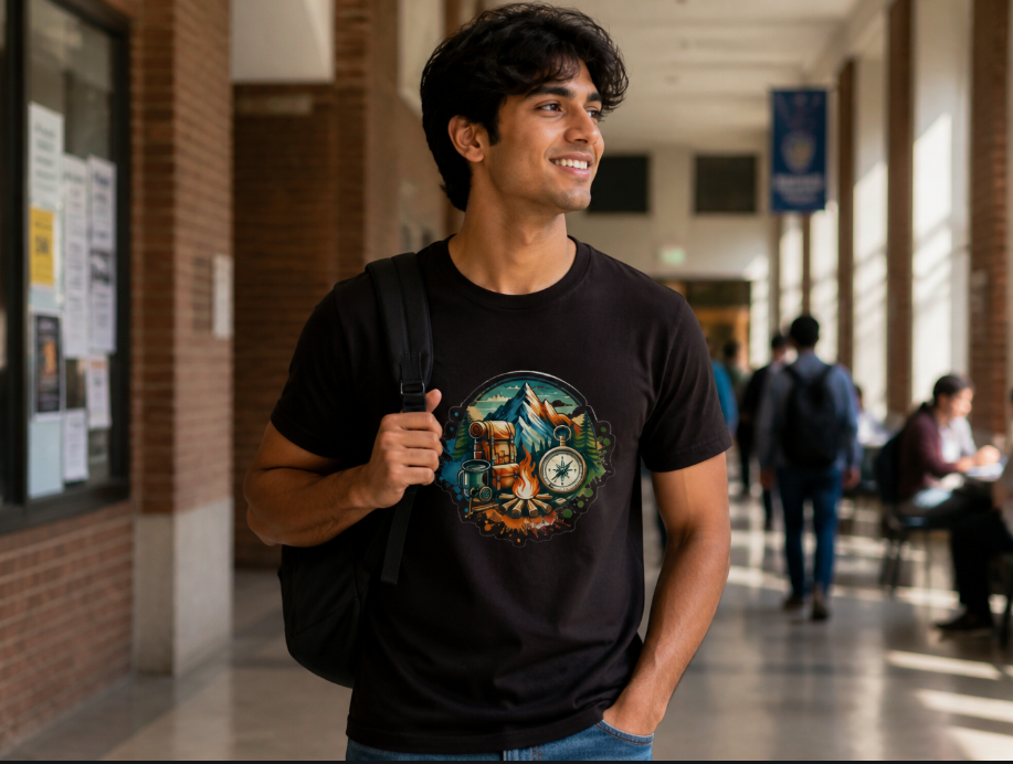 Adventure Awaits Camping & Hiking Graphic T-Shirt - Mountain Nature Tee