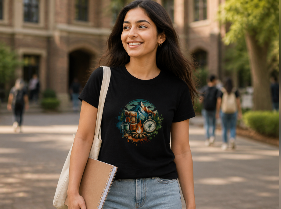 Adventure Awaits Camping & Hiking Graphic T-Shirt - Mountain Nature Tee